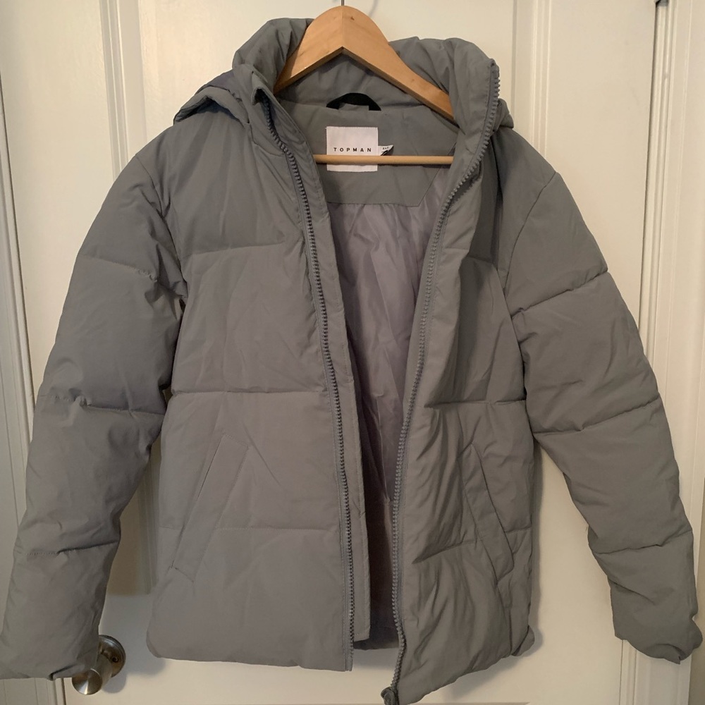 Topman light blue/grey puffer jacket xxs